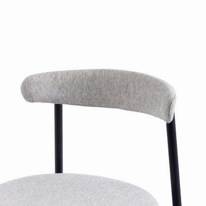 Ex Display - Set of 2 Oneal Fabric Dining Chair - Silver Grey with Black Legs