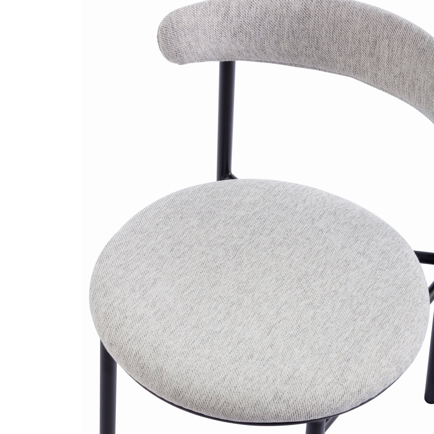Ex Display - Set of 2 Oneal Fabric Dining Chair - Silver Grey with Black Legs
