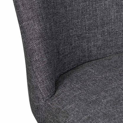Set of 2 - Emmitt Fabric Dining Chair - Dark Grey in Black Legs