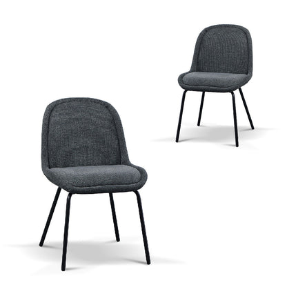 Set of 2 - Robles Fabric Dining Chair - Charcoal Grey