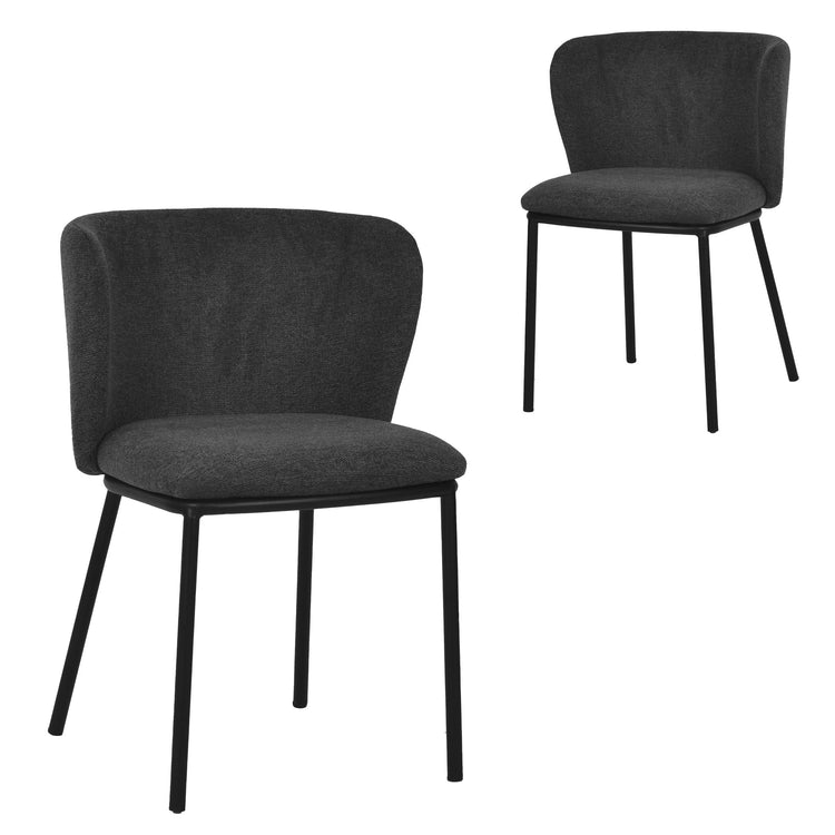Flossie Fabric Dining Chair – Charcoal Grey (Set of 2)