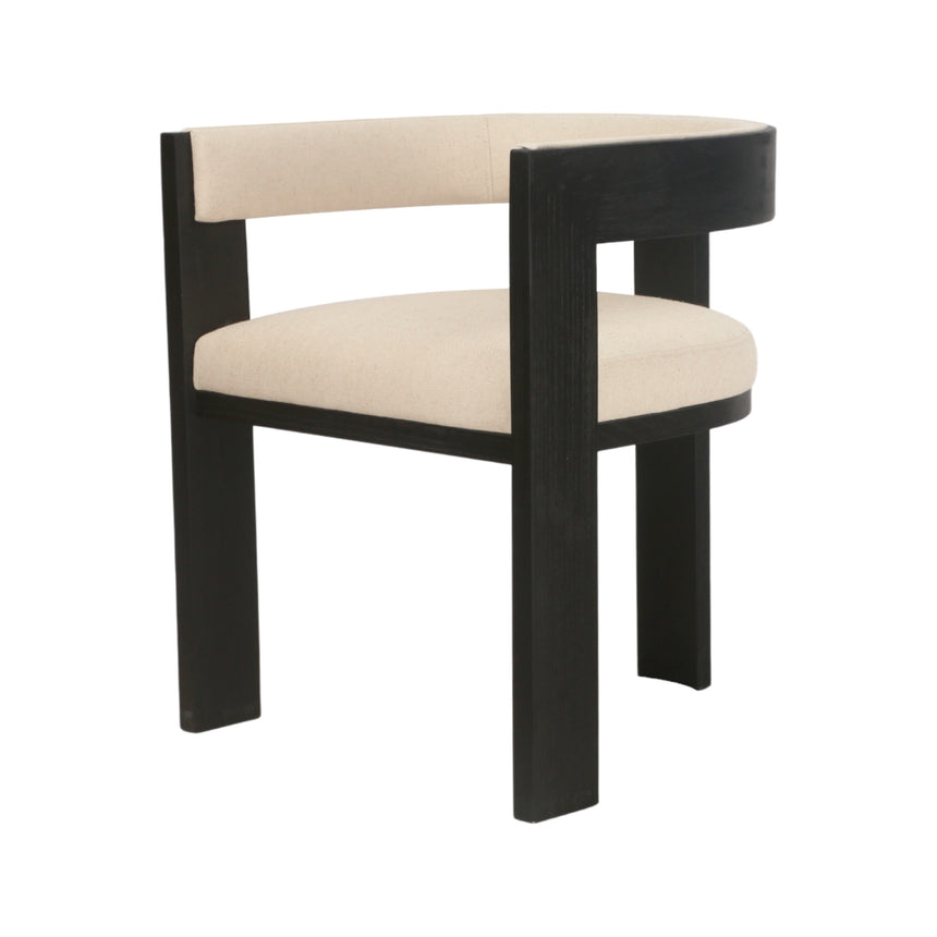 Set of 2 - Black ELM Dining Chair - Light Beige