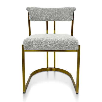 Silver Grey Boucle Dining Chair - Golden Base