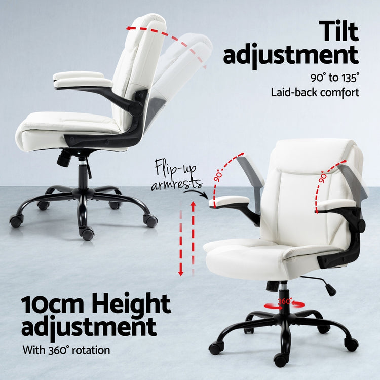 Artiss Computer Desk Executive Office Chairs Sets White