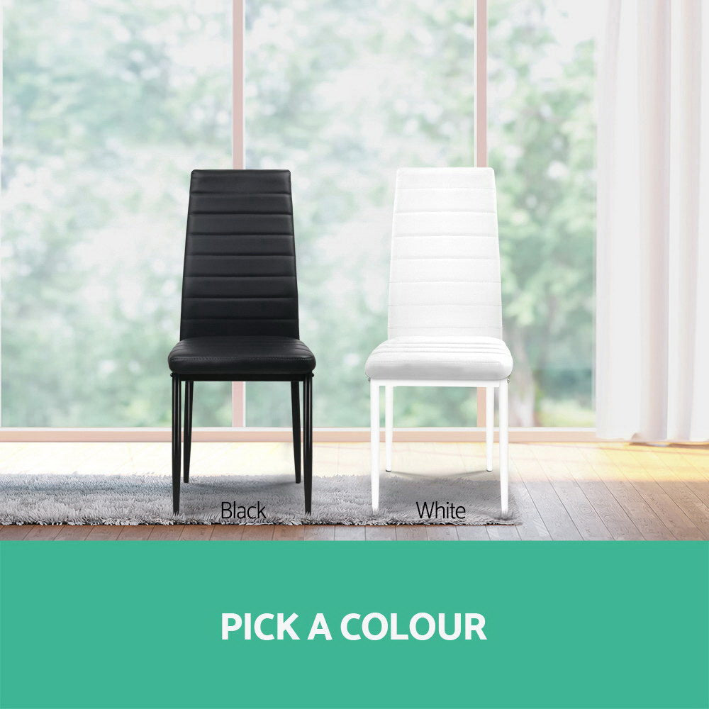 Artiss Set of 4 Dining Chairs PVC Leather - Black