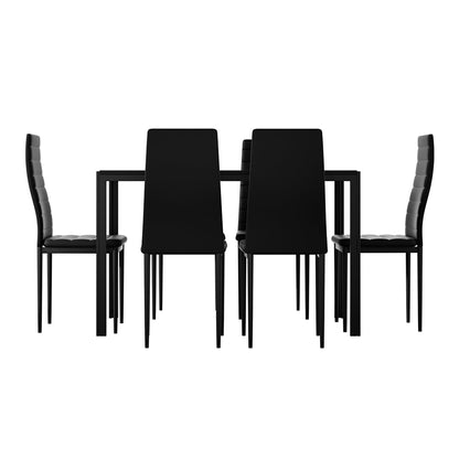 Artiss Dining Chairs and Table Dining Set 6 Chair Set Of 7 Black