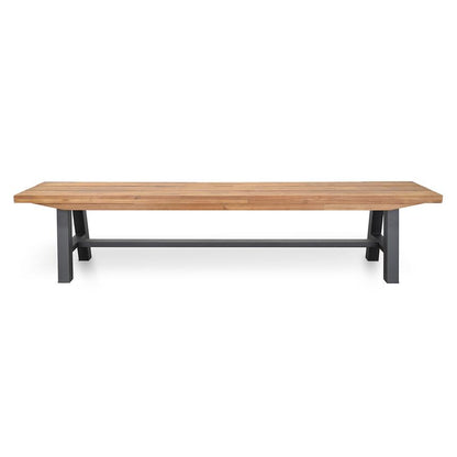 Outdoor Wooden Bench - Natural Top and Black Legs