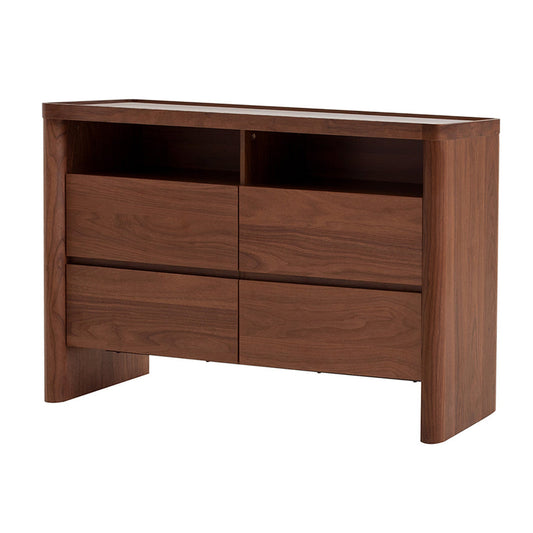 Glass Top Chest of Drawer - Walnut