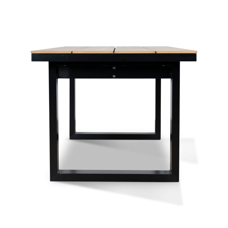 Monderra 1.6m Outdoor Dining Table – Black Frame, Natural Top – view 3