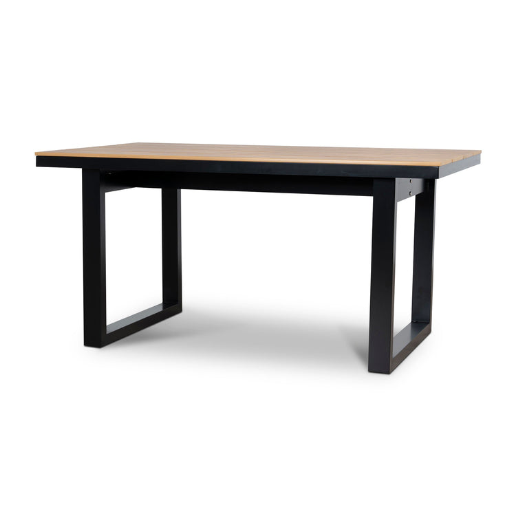 Monderra 1.6m Outdoor Dining Table – Black Frame, Natural Top