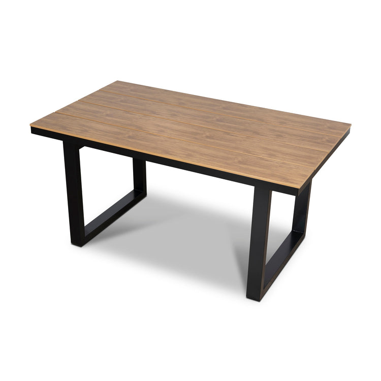 Monderra 1.6m Outdoor Dining Table – Black Frame, Natural Top – view 4