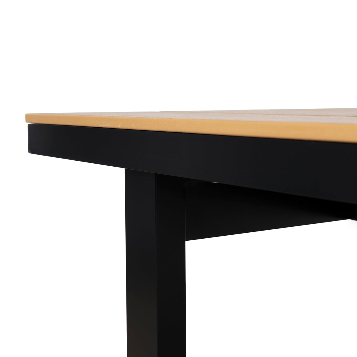 Monderra 1.6m Outdoor Dining Table – Black Frame, Natural Top – view 11