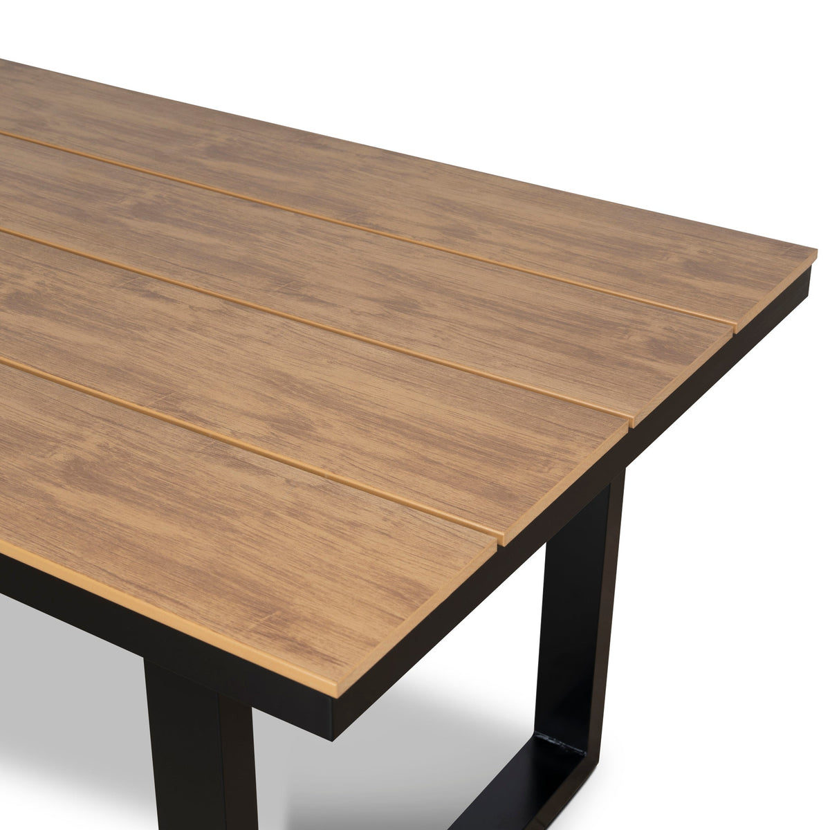 Monderra 1.6m Outdoor Dining Table – Black Frame, Natural Top – view 14