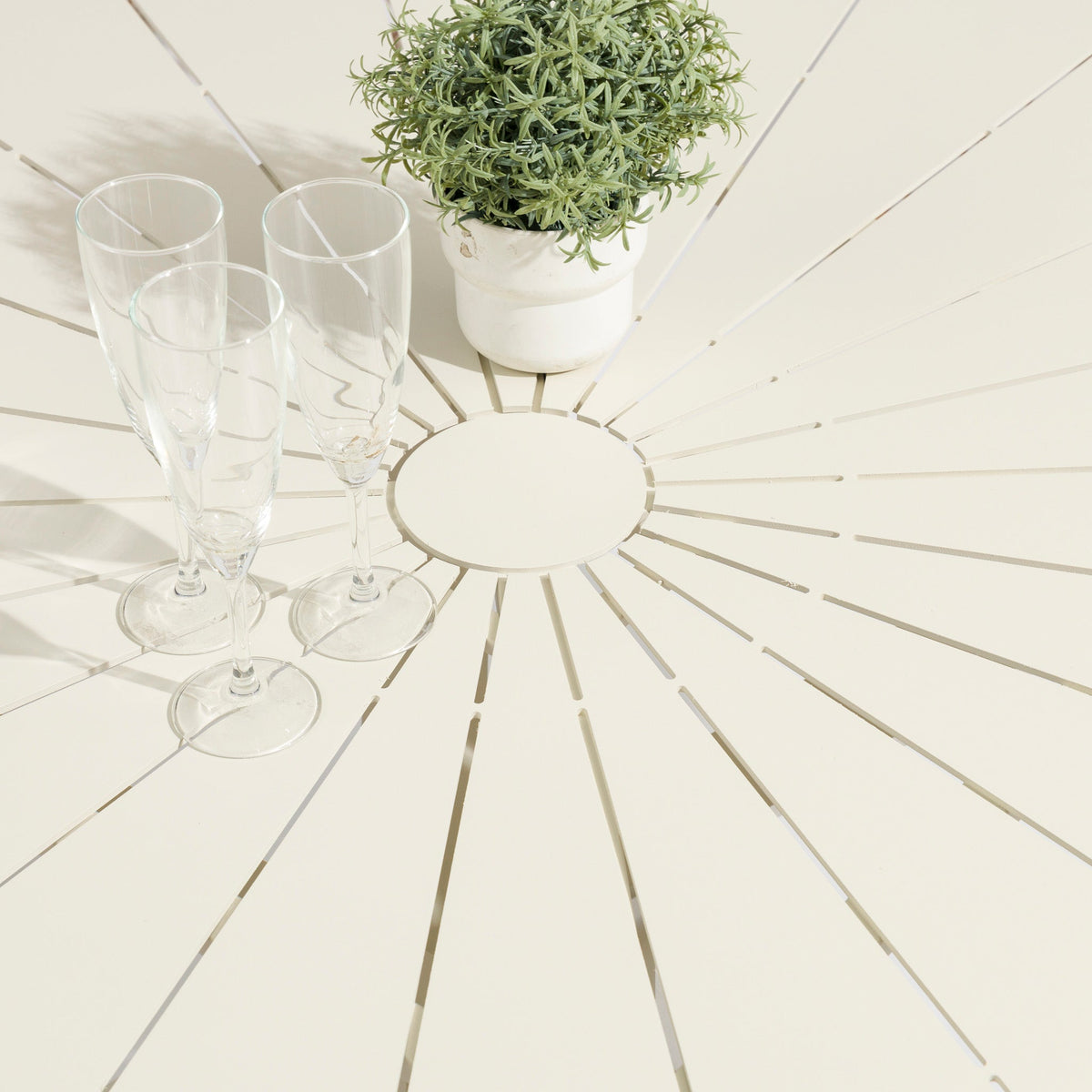 Marova 1.2m Round Outdoor Dining Table – Cream White – view 5