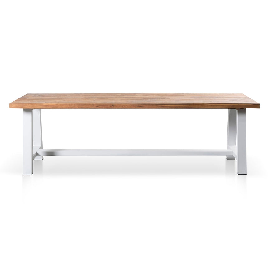 2.5m Outdoor Dining Table - Natural Top and White Base