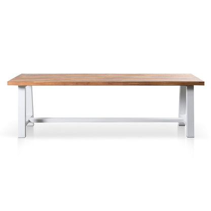 2.5m Outdoor Dining Table - Natural Top and White Base