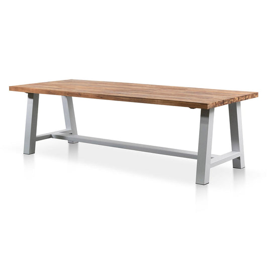 2.5m Outdoor Dining Table - Natural Top and White Base
