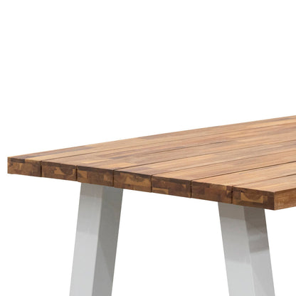 2.5m Outdoor Dining Table - Natural Top and White Base