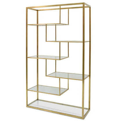 Elle 1.2m Glass Shelving Unit - Gold Frame