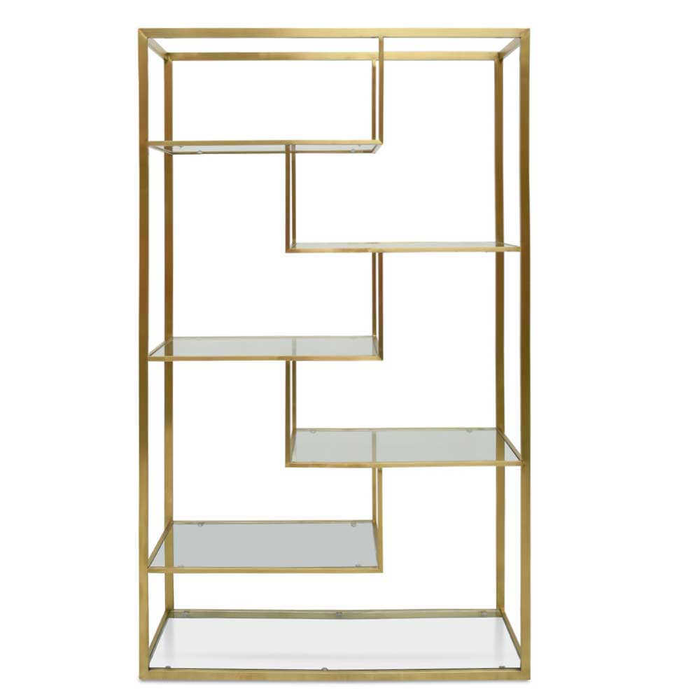 Elle 1.2m Glass Shelving Unit - Gold Frame