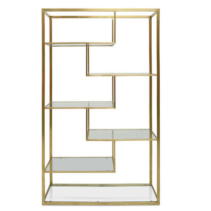 Elle 1.2m Glass Shelving Unit - Gold Frame
