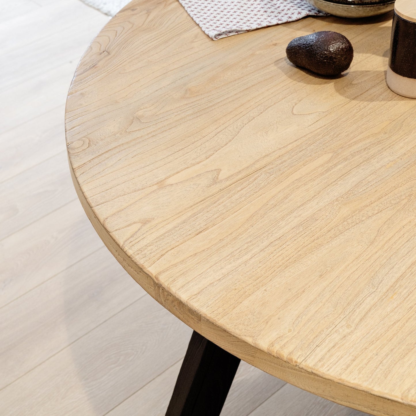 Nena Reclaimed 1.25m Round Dining Table - Black Legs