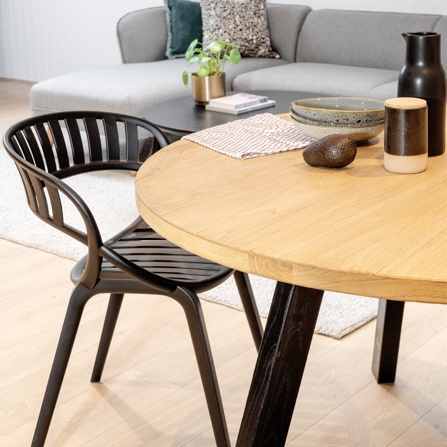 Nena Reclaimed 1.25m Round Dining Table - Black Legs