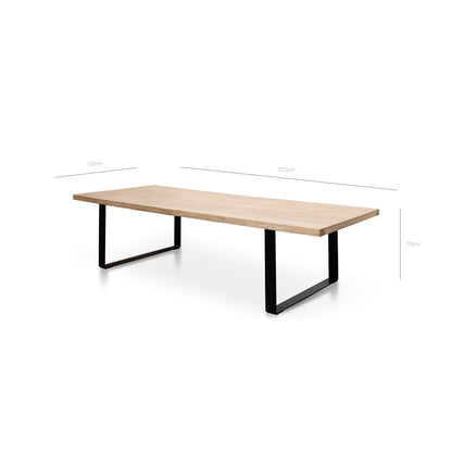 Dalton Reclaimed Elm Wood Dining Table 3m - Rustic Natural - Thick Top