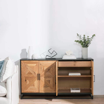 Ex Display - Percy 160cm Wide Sideboard - European Knotty Oak and Peppercorn