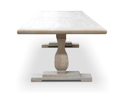 Titan Reclaimed 1.98m ELM Wood Dining Table - Rustic White Washed