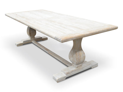 Titan Reclaimed 1.98m ELM Wood Dining Table - Rustic White Washed