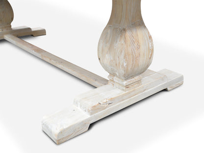 Titan Reclaimed 1.98m ELM Wood Dining Table - Rustic White Washed