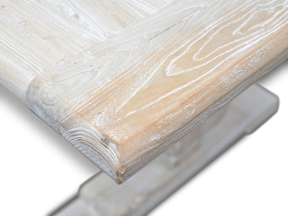 Titan Reclaimed 1.98m ELM Wood Dining Table - Rustic White Washed