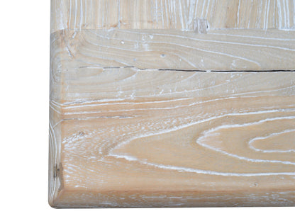Titan Reclaimed 1.98m ELM Wood Dining Table - Rustic White Washed