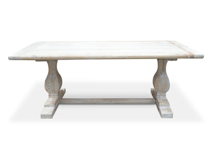 Titan Reclaimed 1.98m ELM Wood Dining Table - Rustic White Washed