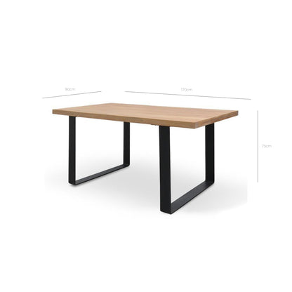 Dalton Reclaimed Elm Wood 1.7m Dining Table - Rustic Natural