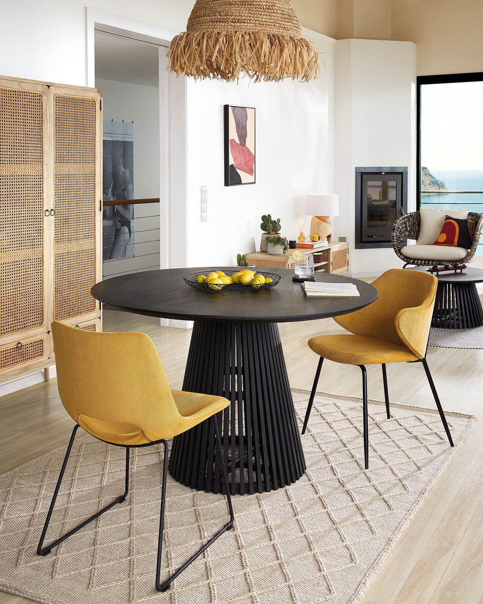 Rami 1.2m Solid Timber Round Dining Table - Black