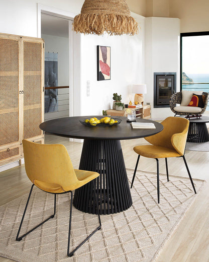 Rami 1.2m Solid Timber Round Dining Table - Black