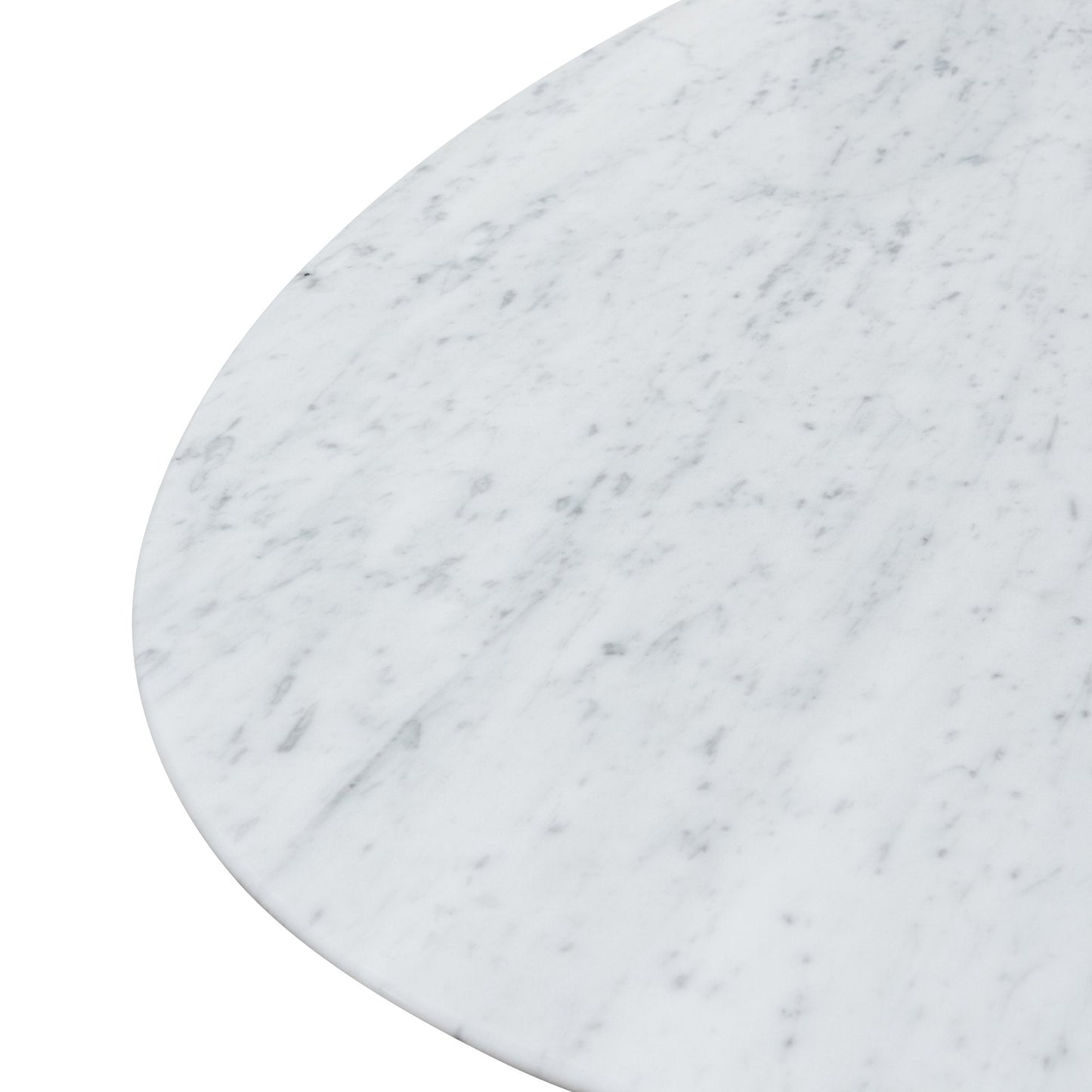 Ex Display - Tulip 2m White Marble Oval Dining Table - Black Base