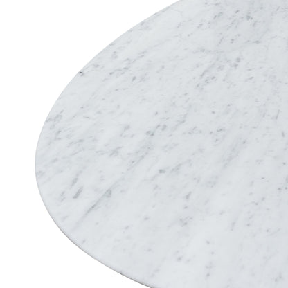 Tulip 2m White Marble Oval Dining Table - Black Base
