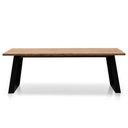 Hudson 2.2m Straight Top Dining table - Rustic Oak - Metal Legs