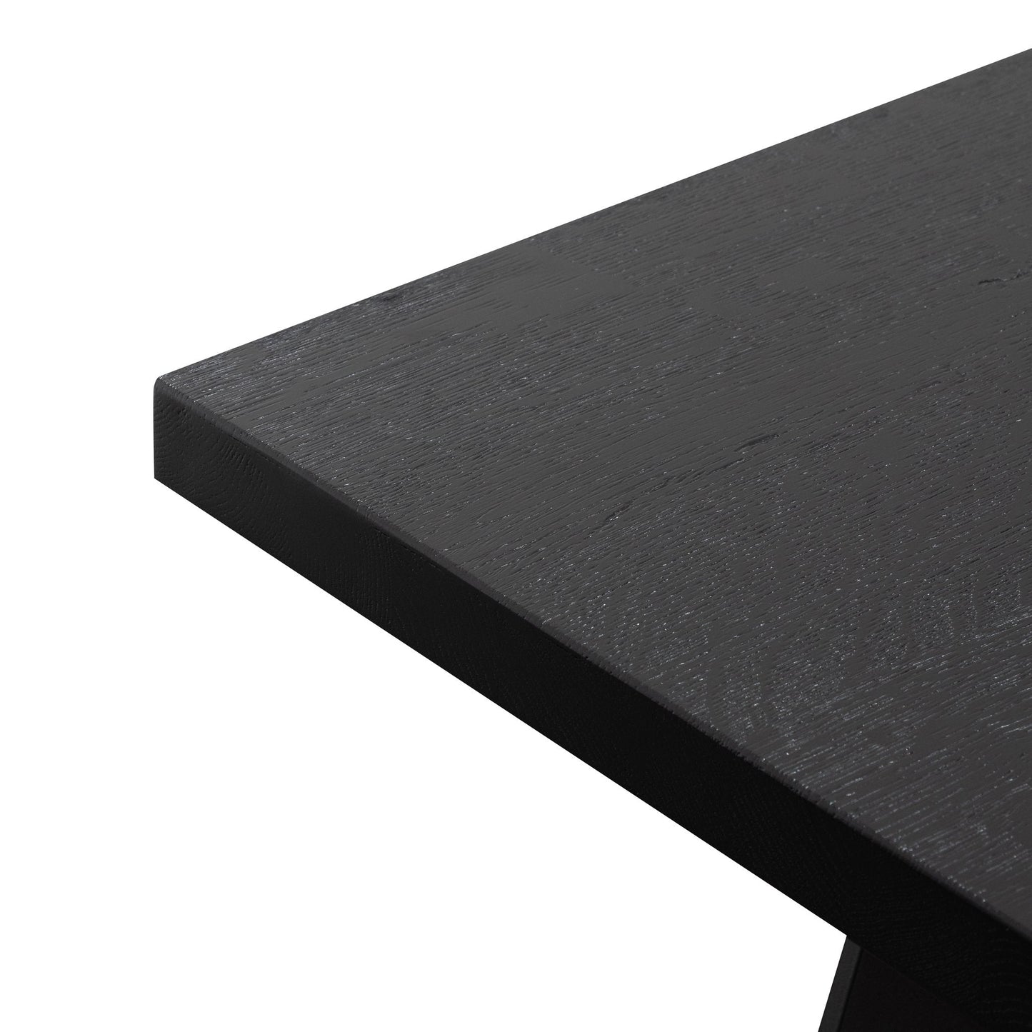 Hudson 2.2m Straight Top Dining table - Black Rustic Oak - Metal Legs - Last One