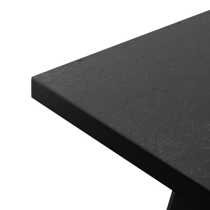 Hudson 2.2m Straight Top Dining table - Black Rustic Oak - Metal Legs - Last One