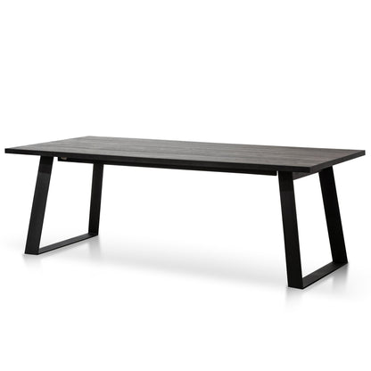 Hudson 2.2m Straight Top Dining table - Black Rustic Oak - Metal Legs - Last One