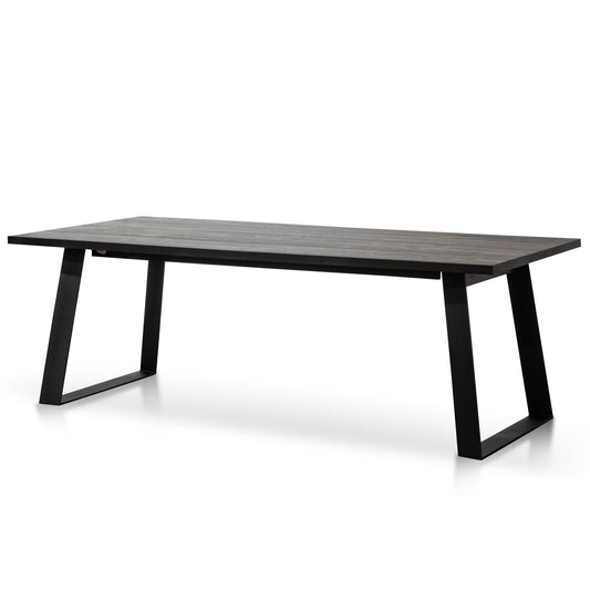 Hudson 2.2m Straight Top Dining table - Black Rustic Oak - Metal Legs - Last One
