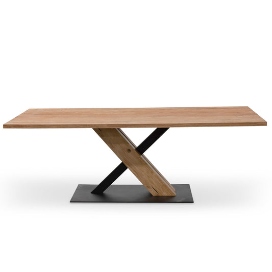 Ex Display - Elma 2.2m Dining Table - Rustic Oak - Wooden Metal base