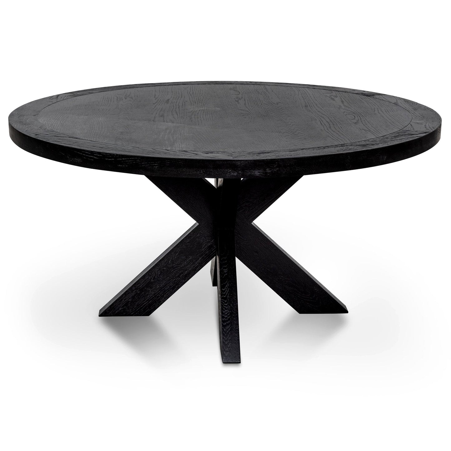 Darrel 1.5m Round Wooden Dining Table - Full Black