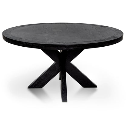 Darrel 1.5m Round Wooden Dining Table - Full Black