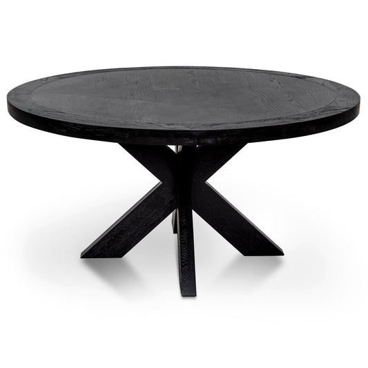 Darrel 1.5m Round Wooden Dining Table - Full Black