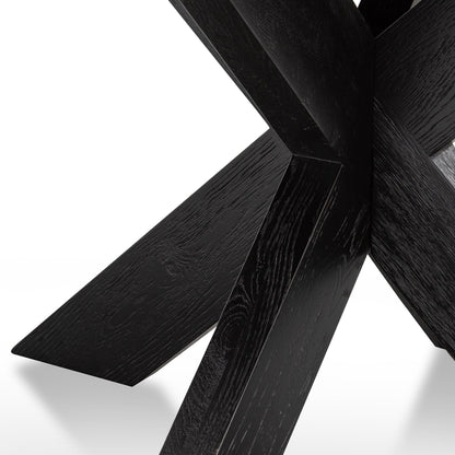 Darrel 1.5m Round Wooden Dining Table - Full Black